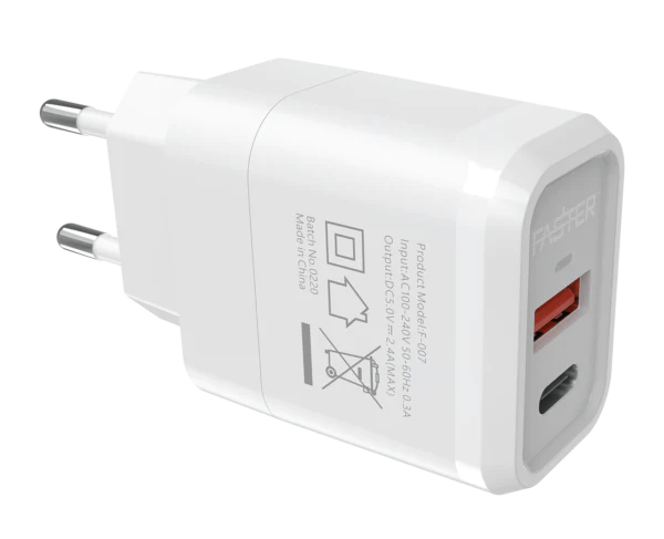 FASTER FAC-950 QC+PD Dual Port Fast Wall Charger 20W FASTER FAC-950 QC+PD Dual Port Fast Wall Charger 20W
